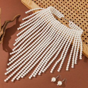 Nueva borla moda clásico collar de perlas de imitación diseño multicapa efecto cascada joyería de capas largas de gama alta - Product Image 5