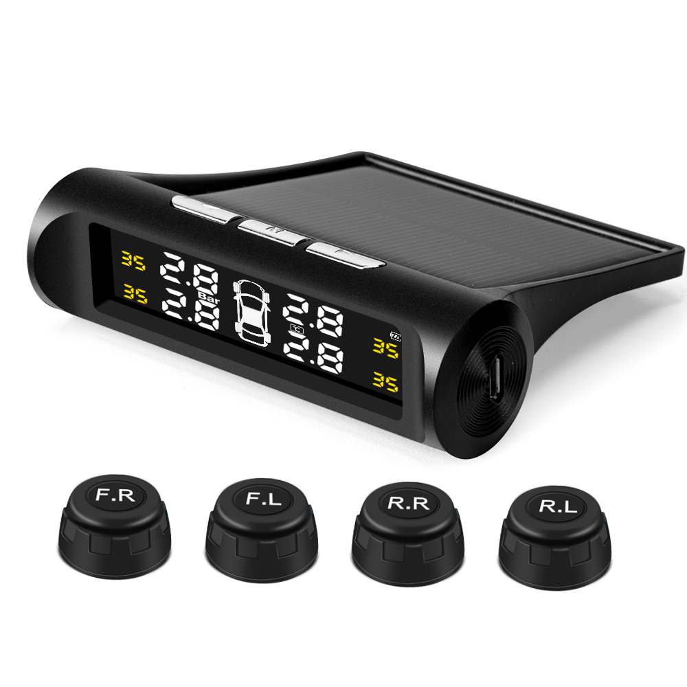 Auto TPMS Monitoraggio Della Pressione Dei Pneumatici Sistema di Energia Solare di Ricarica Display Digitale LCD HD Auto Allarmi Senza Fili Esterno Sensori TPMS