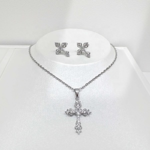 custom plata 925 sterling <b>silver</b> geometric fashion <b>set</b> party hip hop 14k gold plated <b>necklace</b> and earring cross jewelry <b>sets</b> - Product Image 1