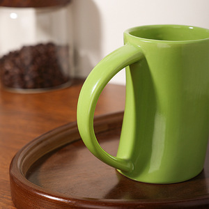 Green <b>Ceramic</b> Mug Solid Color Single <b>Cup</b> For Coffee Or Milk Nordic Style Hand Sculpted Irregular Design - Product Image 3