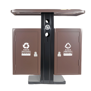 Poubelle de tri extérieure en acier galvanisé à double compartiment avec structure autoportante pour le tri des déchets - Product Image 1