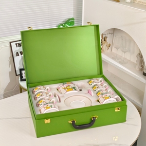 Flower Series Light Luxury European Style 15-Piece Bone China Eco-Friendly <b>Coffee</b> Set for Parties and Weddings - Product Image 6