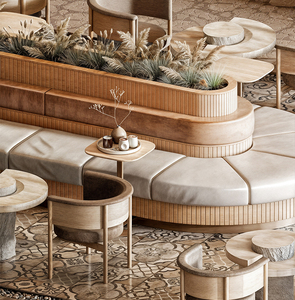 Tùy Chỉnh Rắn Gỗ Nhà Hàng Sofa Gian Hàng Chỗ Ngồi 4-Người Thân Thiện Với Môi Ăn Bàn Ghế Đặt Khách Sạn Hiện Đại - Product Image 1