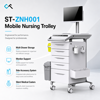 Chariot médical informatique ST ZNH001 avec grand plateau de travail, bacs à accessoires latéraux et tiroirs – Vente directe usine