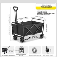 Chariot pliant professionnel d'extérieur de 5 pouces, en tissu Oxford 600D imperméable, chariot de camping avec poignée réglable, chariot utilitaire