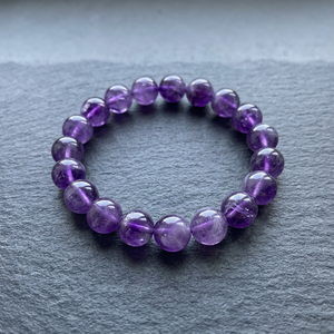 Natural Amethyst <b>Crystal</b> <b>Ball</b>-Shaped Bead Bracelet Polished Purple Charm Jewelry Gift for Women - Product Image 1