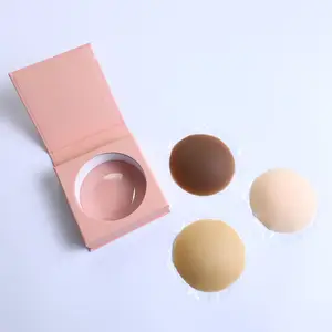 Yeni tasarım görünmez yuvarlak şekil silikon sutyen pedleri meme kapak yapıştırıcı kullanımlık mat silikon meme kapak Pasties