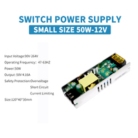 Fuente de Alimentación Conmutada Compacta de Salida Única SMSP de 50W-12, Entrada de Voltaje AC-DC 90-264V, Personalizable en 5V 12V 18V 24V 36V