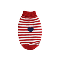Pull pour chien rayé rouge et blanc, jacquard cœur marine, col roulé, tricot côtelé, confortable et chaud pour l'hiver, logo personnalisé, pour petits et moyens chiens