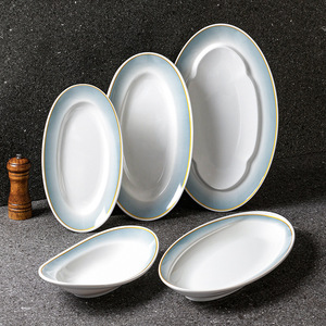 Xiangyuan <b>melamine</b> tableware <b>plates</b>, commercial restaurant and hotel fish <b>plates</b>, oval vegetable <b>plates</b>, hotel dining <b>plates</b> - Product Image 1
