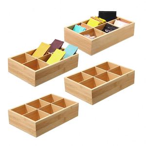 กล่องเก็บชาไม้ไผ่แบบมืออาชีพ ชุด 4 กล่อง กล่องใส่ถุงชาไม้ไผ่ ชุดจัดระเบียบถุงชาสำหรับบ้านและสำนักงาน - Product Image 1