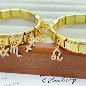 SGYUAN Ciondolo Zodiacale Dorato alla Moda, Charm <span class=keywords><strong>Italiano</strong></span> Compatibile con Bracciale Modulare da 9mm, Gioielli Fai-da-Te in Acciaio Inossidabile per Uomo - Product Image 4