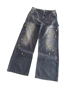 Fashion Custom Rhinestone <strong>Jeans</strong> Pants High Quality Streetwear Baggy Wide Leg Diamond Denim <strong>Jeans</strong> <strong>Men</strong> With Gems <strong>Jean</strong> Trousers - Product Image 4