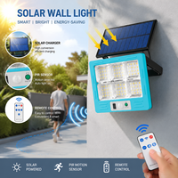 Lampe murale solaire LED avec capteur de mouvement PIR et télécommande, projecteur de sécurité extérieur pour jardin, cour et éclairage domestique