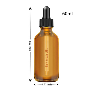 Flacon cosmétique gradué bleu ambré de 60 ml, flacon compte-gouttes rond en verre givré pour sérum pour le visage, huile essentielle - Product Image 5