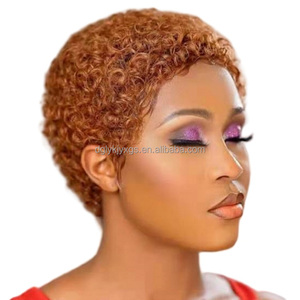 Folletto taglio capelli umani parrucca Afro riccia piena macchina a buon mercato taglio corto parrucche senza pizzo parrucca capelli umani per capelli da <span class=keywords><strong>donna</strong></span> - Product Image 2