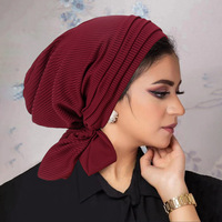Nuevo Gorro Islámico Musulmán para Mujer, Color Sólido, con Tira Larga y Rosca, 4 Niveles, Poliéster