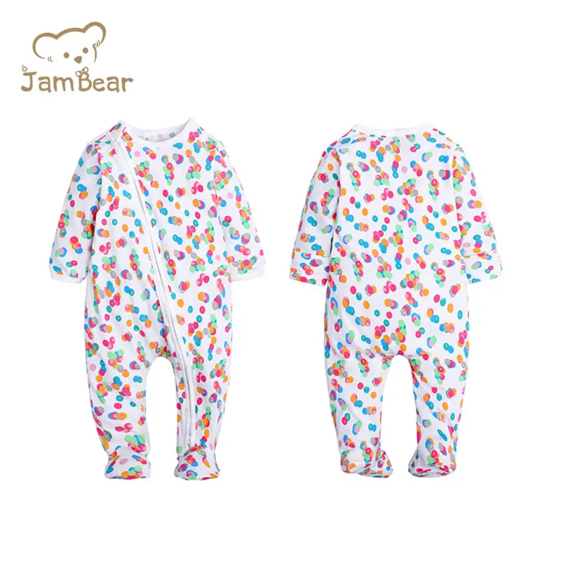 JamBear-peleles de bebé de algodón orgánico con estampado de plantas, ropa de bebé, pijama infantil de una pieza con cremallera de salvia