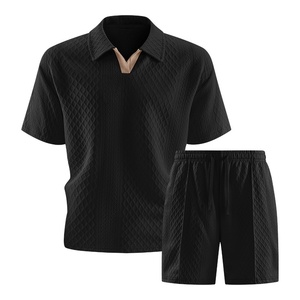2026 Summer Cross-Border for 3D Rhinestone Eco-Friendly Fashion Set Men's Short-Sleeve <b>Polo</b> Collar Knitted Fabric T-Shirt New - Product Image 3