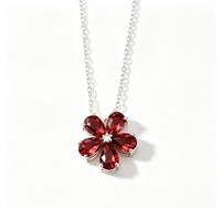 Collier pendentif fleur en argent sterling S925 incrusté de pierre naturelle, charme minimaliste pour femme