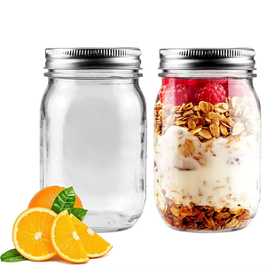 Bocaux à miel cylindriques en verre transparent de haute qualité, vides, avec couvercle à vis en aluminium pour le stockage de confitures et aliments - Product Image 1