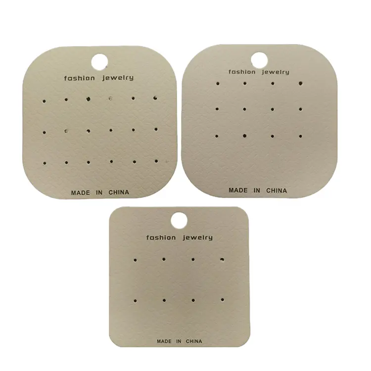 Custom Brand Design Beige Textured Art Paper Jewelry Packaging Display Stud Earring Cards