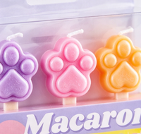 Lot de bougies d'anniversaire en forme de patte de chat macaron - Bougies de gâteau en forme d'animaux mignons en gros pour enfants et cadeaux de fête pour animaux de compagnie