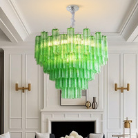 Lustre LED en fer forgé chromé et verre, style Murano d'inspiration vintage, fabriqué à la main, pour salon, salle à manger, chambre principale