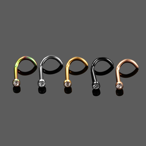 Getta Piercings d'implants nasaux en titane plaqué or 14 carats 18G 20G Anneau nasal à vis Naril Nariz Boucles d'oreilles pour femmes Corps ASTM Ball - Product Image 6