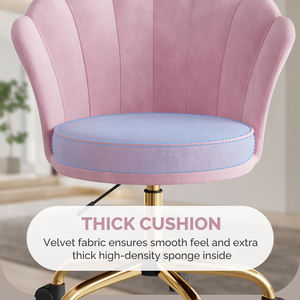 Chaise de coiffeuse pivotante moderne en velours avec dossier en forme de pétale, design ergonomique, hauteur réglable pour chambre, maison, hôtel, dressing - Product Image 2