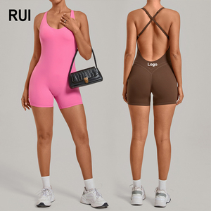 ชุดจั๊มสูทโยคะไร้แขนยี่ห้อ RUIQUWIN OEM สำหรับผู้หญิง ผ้าไร้ตะเข็บ ยืดได้สี่ทิศทาง ระบายอากาศได้ดี ชุดบอดี้สูทแบบชิ้นเดียว คอกลม เหมาะสำหรับออกกำลังกาย - Product Image 1