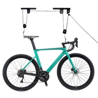 Ensemble de palan à vélo en bois robuste support de plafond de Garage pratique cintres de stockage de vélos échelle suspendue réglable ascenseurs poulies