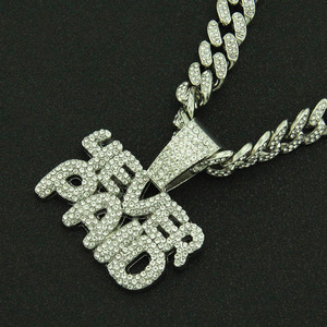 Collares con Colgante de Letras Empalmadas de Diseño Exagerado Personalizado, Estilo Hip Hop, Collares para Hombre, Joyería de Moda - Product Image 2