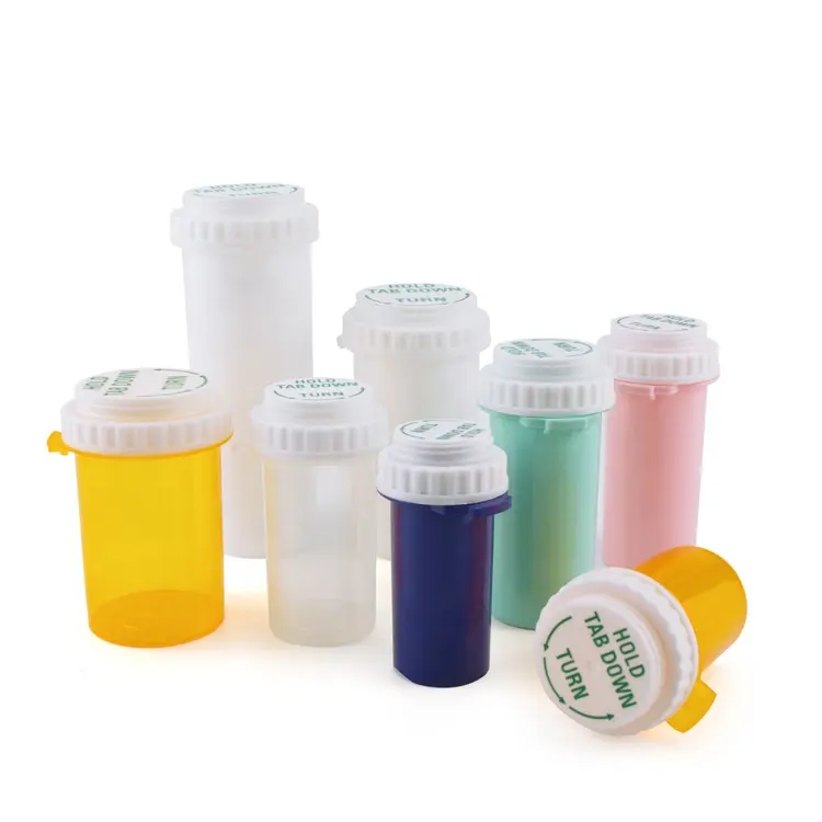 Wholesale Custom 8 13 16 20 30 40 60 Dram Pill Bottle Container Child Resistant Push Down Turn Screw Cap Plastic Bottle