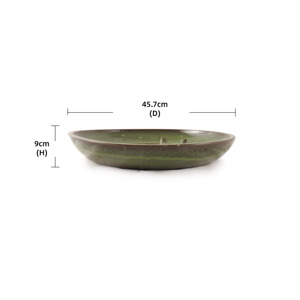 อ่างน้ำนกเซรามิกเคลือบเงา ลายแกะสลักนกบนต้นไม้ เป็นมิตรกับสิ่งแวดล้อม ใช้ตกแต่งภายใน/ภายนอกอาคาร สไตล์ดินเผา พร้อมระบบระบายน้ำ - Product Image 2