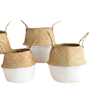 Handmade Woven Basket Round Straw <b>Bamboo</b> Plant <b>Pot</b> For Home Decor Standing Type - Product Image 5