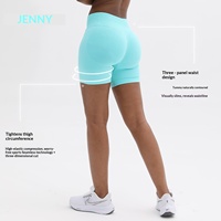 Ensemble de sport 2 pièces en nylon uni Jenny's Summer pour femme, haut dos nu et short taille haute effet push-up, idéal pour la course, le fitness et le yoga