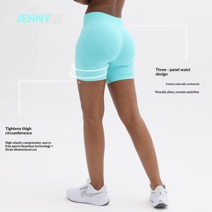 Ensemble <span class=keywords><strong>de</strong></span> sport d'<span class=keywords><strong>été</strong></span> en nylon pour femme Jenny : Haut dos nu et short taille haute effet push-up pour la course, le fitness et le yoga - Product Image 1