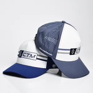 Melin Hydro Hat Manufacturer Custom Logo 5 Panel Waterproof Polyester Golf Sport Mesh Hat Laser Cut Hole Perforated Baseball Cap