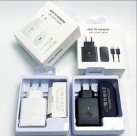 Chargeur Samsung 45W PD USB C, adaptateur de charge rapide, charge super rapide avec câble, prise US EU UK pour Samsung Note10 Note20 S20