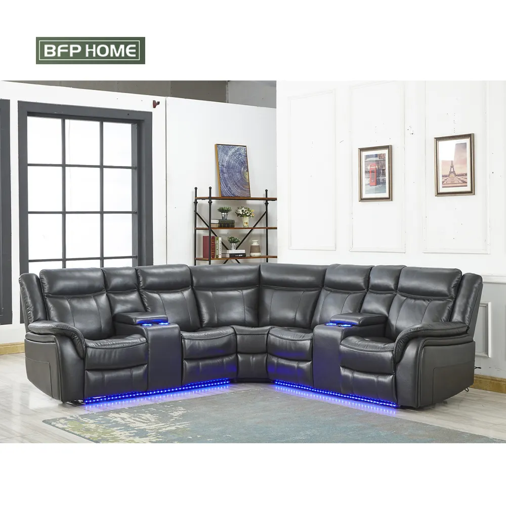 BFP Home One stop furniture divano reclinabile in vera pelle con mobili da interno nuovi ed eleganti ad angolo