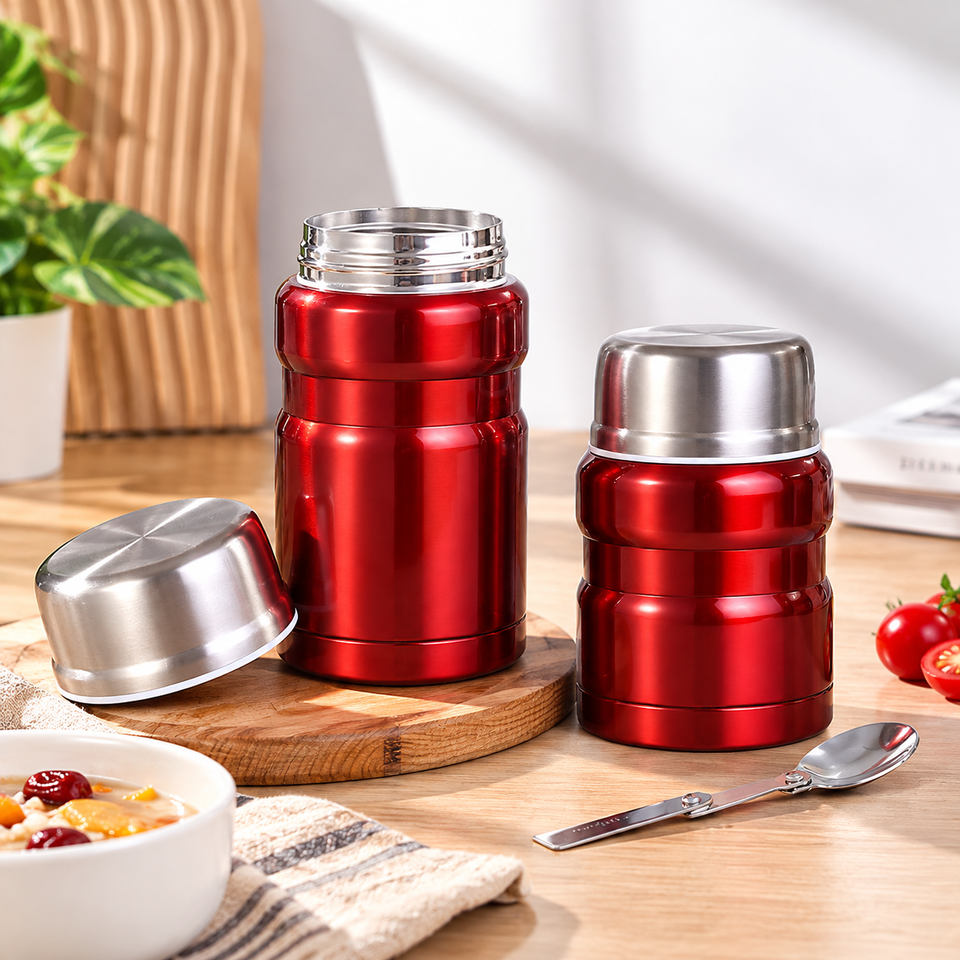 Stainless Steel Thermal Food Container 500ml 750ml With Spoon for ...