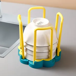 Estante para tazones, soporte retráctil para tazones de escritorio, estantes duraderos para almacenamiento de tazones, estante de plástico para drenaje de agua, organizador de cocina extraíble - Product Image 3