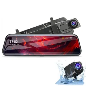 Akeeyo câmera de gravação de vídeo para carro, câmera com lente dupla e espelho traseiro, caixa preta HD 1080p para carros