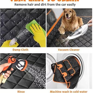 Housse de siège de voiture pour chien en tissu Oxford 100 % imperméable, avec fond rigide, extension de siège arrière et fenêtre en maille, hamac pour animaux de compagnie (chats et chiens) - Product Image 5