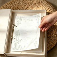 Individuelles Baby-Erinnerungsbuch Ringbuch-Album mit Aufbewahrungsbox Stoff-Leinen Baby-Tagebuch 2-Ring Loseblatt-Scrapbook für Neugeborene