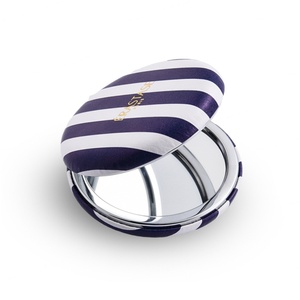 Espejo de Bolsillo Redondo de PU con Logotipo Personalizado, Espejo de Maquillaje Mini con Marco Plateado de Doble Cara - Product Image 1