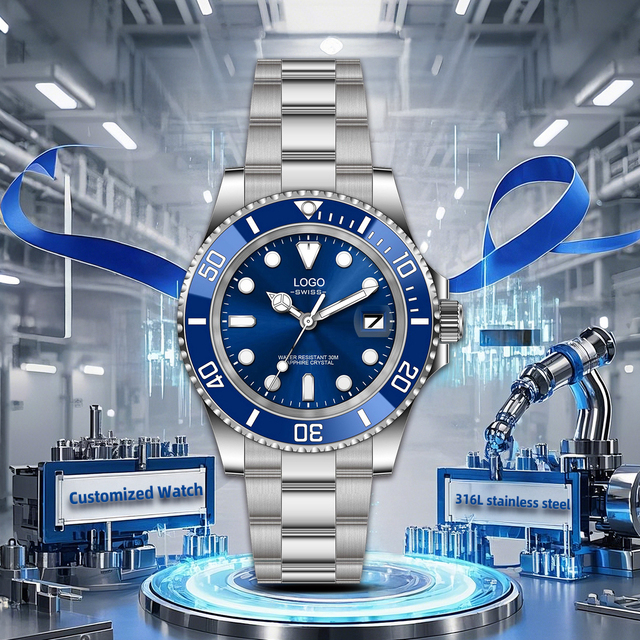 Customized Men's Quartz Watch Wear-Resistant 316 Steel Japanese Movement Sapphire Glass Pointer Band Crown Classic Fashion