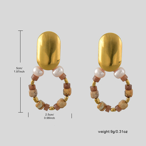 Pendientes colgantes de cuentas de perlas de piedra natural multicolor de moda Bohemia para regalo - Product Image 5