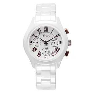 Fashion men's quartz watch Classic White ceramic nouveau Design Sport japan chronograph watches for men